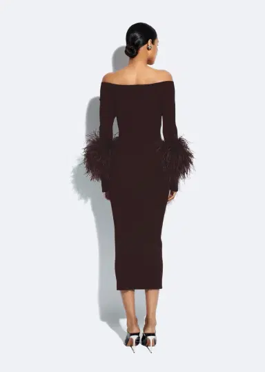 Lapointe Matte Viscose Cross Front Dress With Feathers | Thumbnail 2