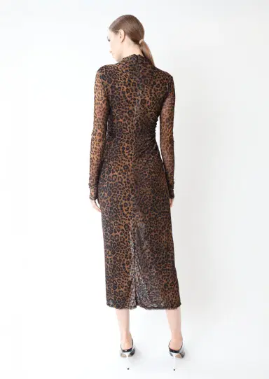 Lapointe Printed Mesh Draped Midi Dress | Thumbnail 2 Lapointe Printed Mesh Draped Midi Dress | Thumbnail 2