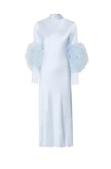 Lapointe Satin Draped Neck Bias Dress With Feathers | Thumbnail 1
