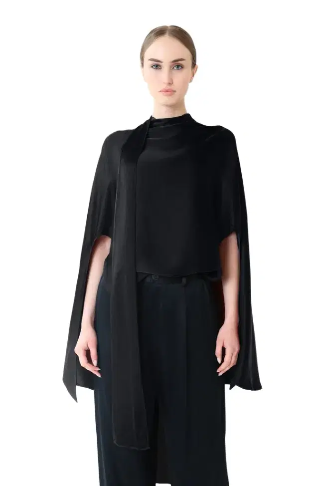 LAPOINTE Satin Scarf Cape Top