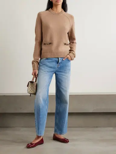 Gucci Horsebit-embellished Leather-trimmed Wool And Cashmere-blend Sweater | Thumbnail 2 Gucci Horsebit-embellished Leather-trimmed Wool And Cashmere-blend Sweater | Thumbnail 2