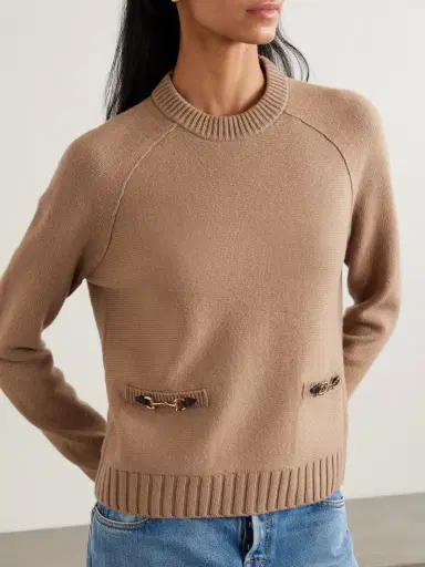 Gucci Horsebit-embellished Leather-trimmed Wool And Cashmere-blend Sweater | Thumbnail 3 Gucci Horsebit-embellished Leather-trimmed Wool And Cashmere-blend Sweater | Thumbnail 3
