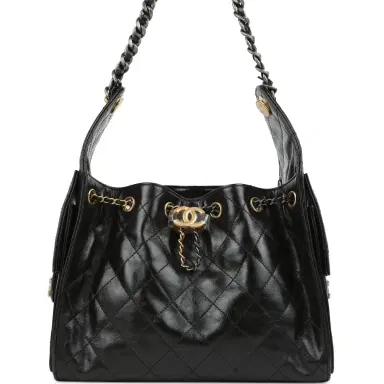 Chanel Chanel Small 25 Hobo Bag Black Shiny Crumpled Calfskin Mixed Metal Hardware | Thumbnail 2