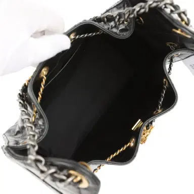 Chanel Chanel Small 25 Hobo Bag Black Shiny Crumpled Calfskin Mixed Metal Hardware | Thumbnail 8
