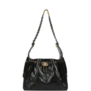 Chanel Chanel Small 25 Hobo Bag Black Shiny Crumpled Calfskin Mixed Metal Hardware | Thumbnail 1