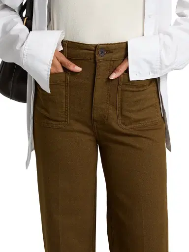 Frame Women's The Refined High-Rise Wide Flared Jeans - Tree Moss - Size 23 | Thumbnail 6