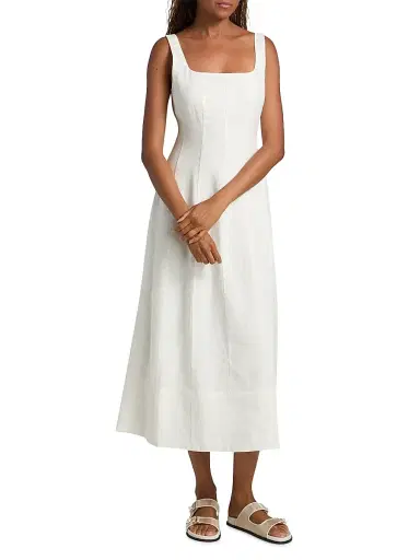 Jenni Kayne Women's Kinney Linen Midi-Dress - Ivory - Size XL | Thumbnail 2
