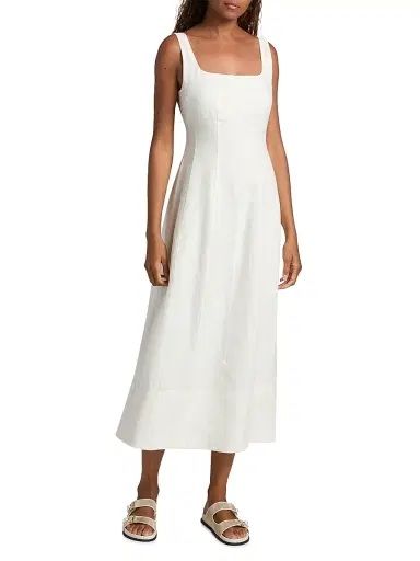 Jenni Kayne Women's Kinney Linen Midi-Dress - Ivory - Size XL | Thumbnail 3