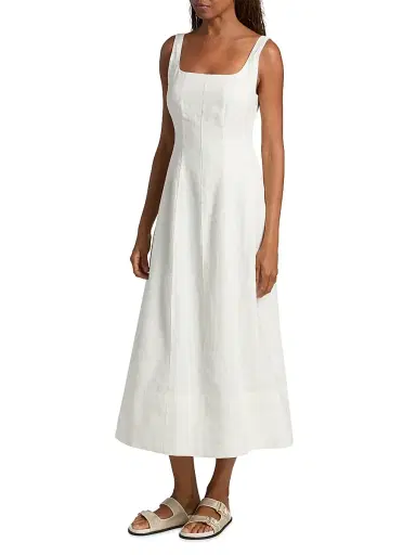 Jenni Kayne Women's Kinney Linen Midi-Dress - Ivory - Size XL | Thumbnail 4