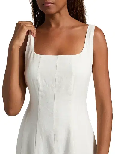 Jenni Kayne Women's Kinney Linen Midi-Dress - Ivory - Size XL | Thumbnail 6