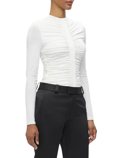 Hervé Léger Women's The Veronica Ruched Long Sleeve Top - Alabaster | Thumbnail 5 Hervé Léger Women's The Veronica Ruched Long Sleeve Top - Alabaster | Thumbnail 5