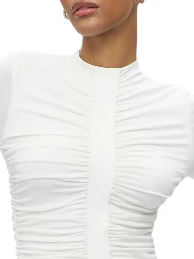 Hervé Léger Women's The Veronica Ruched Long Sleeve Top - Alabaster | Thumbnail 8 Hervé Léger Women's The Veronica Ruched Long Sleeve Top - Alabaster | Thumbnail 8
