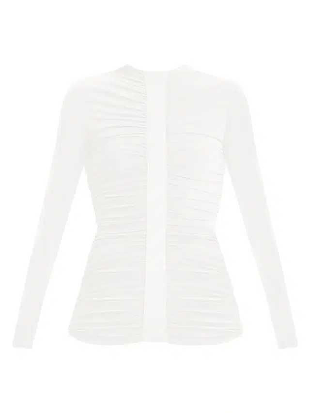 Women's The Veronica Ruched Long Sleeve Top - Alabaster