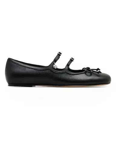Marc Jacobs Women's The Kiki Bow-Detail Leather Ballerina Flats - Black - Size 6 | Thumbnail 1 Marc Jacobs Women's The Kiki Bow-Detail Leather Ballerina Flats - Black - Size 6 | Thumbnail 1
