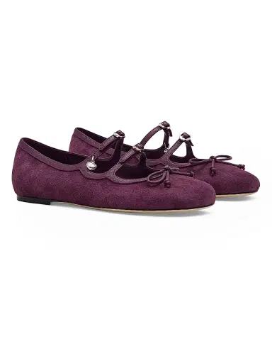 Marc Jacobs Women's The Kiki Bow-Detailed Suede Ballerina Flats - Dark Plum | Thumbnail 2 Marc Jacobs Women's The Kiki Bow-Detailed Suede Ballerina Flats - Dark Plum | Thumbnail 2