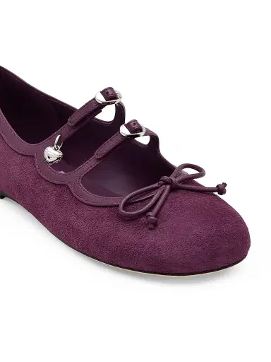Marc Jacobs Women's The Kiki Bow-Detailed Suede Ballerina Flats - Dark Plum | Thumbnail 4 Marc Jacobs Women's The Kiki Bow-Detailed Suede Ballerina Flats - Dark Plum | Thumbnail 4