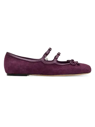 Marc Jacobs Women's The Kiki Bow-Detailed Suede Ballerina Flats - Dark Plum | Thumbnail 1 Marc Jacobs Women's The Kiki Bow-Detailed Suede Ballerina Flats - Dark Plum | Thumbnail 1