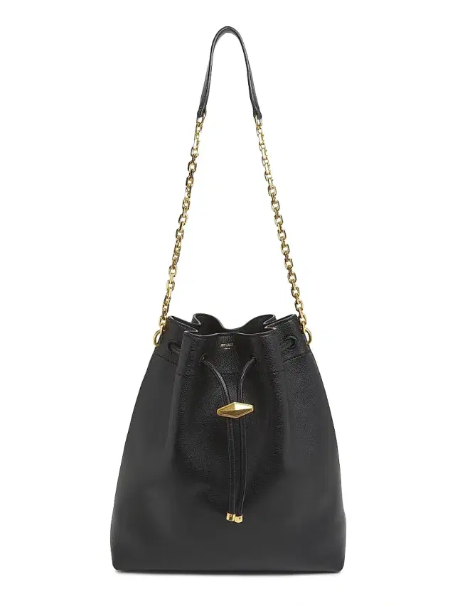 Women's Cinch Leather Bucket Bag - Black Gold