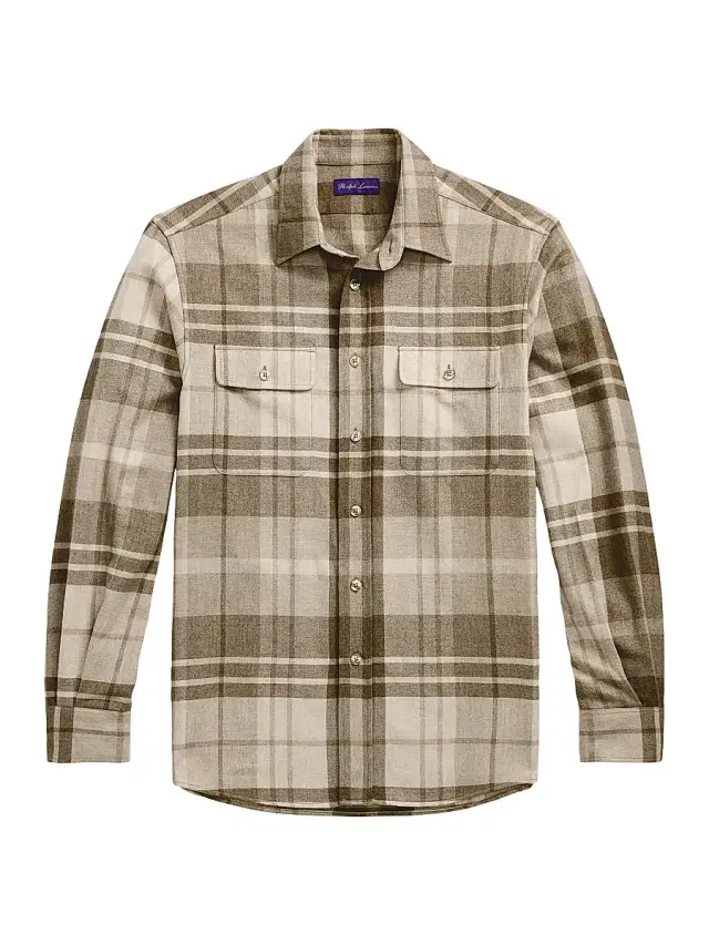 Ralph Lauren Purple Label Men's Plaid Cashmere Utility Shirt