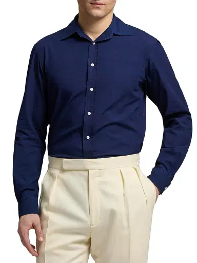 Ralph Lauren Purple Label Men's Chambray Button-Down Shirt - Dark Bermuda Wash - Size XS | Thumbnail 2