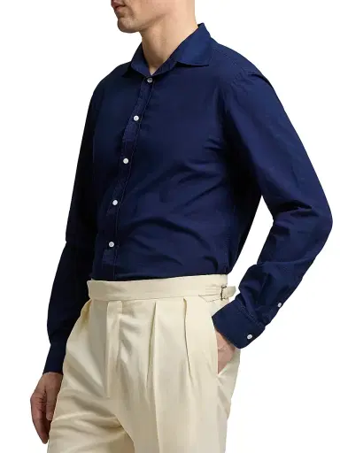 Ralph Lauren Purple Label Men's Chambray Button-Down Shirt - Dark Bermuda Wash - Size XS | Thumbnail 3