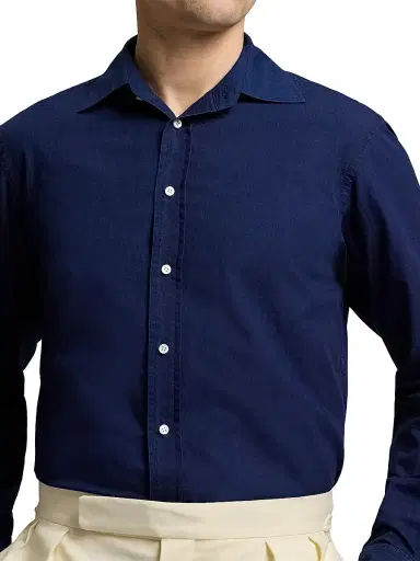 Ralph Lauren Purple Label Men's Chambray Button-Down Shirt - Dark Bermuda Wash - Size XS | Thumbnail 5