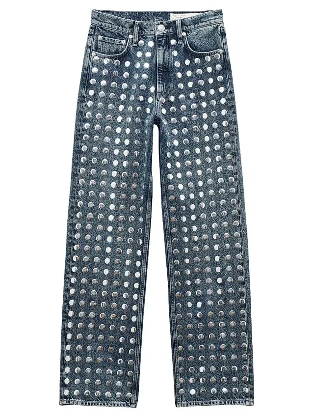 rag & bone Women's Shea Embellished High-Rise Straight-Leg Jeans - Kingston Stud