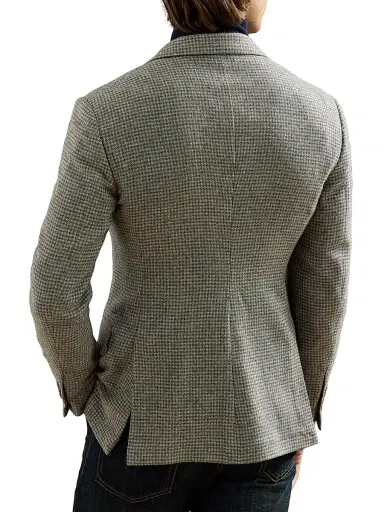 Ralph Lauren Purple Label Men's Kent Hand-Tailored Houndstooth Jacket - Light Grey Multi Blue | Thumbnail 4