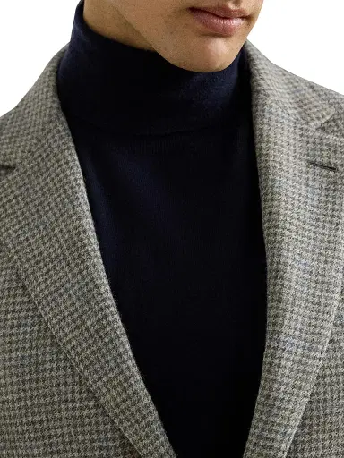 Ralph Lauren Purple Label Men's Kent Hand-Tailored Houndstooth Jacket - Light Grey Multi Blue | Thumbnail 5
