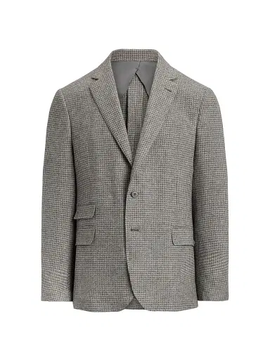 Ralph Lauren Purple Label Men's Kent Hand-Tailored Houndstooth Jacket - Light Grey Multi Blue | Thumbnail 1