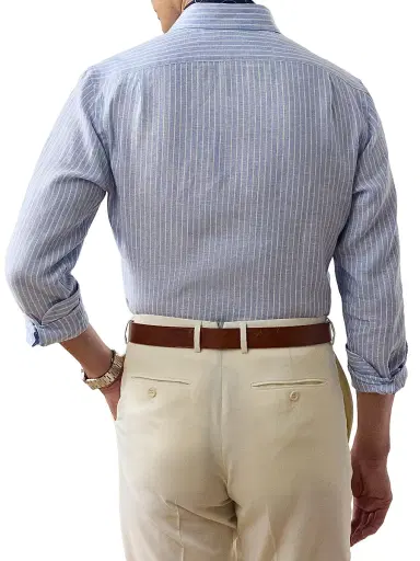 Ralph Lauren Purple Label Men's Striped Linen Shirt - Blue White - Size XS | Thumbnail 4 Ralph Lauren Purple Label Men's Striped Linen Shirt - Blue White - Size XS | Thumbnail 4