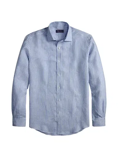 Ralph Lauren Purple Label Men's Striped Linen Shirt - Blue White - Size XS | Thumbnail 1 Ralph Lauren Purple Label Men's Striped Linen Shirt - Blue White - Size XS | Thumbnail 1