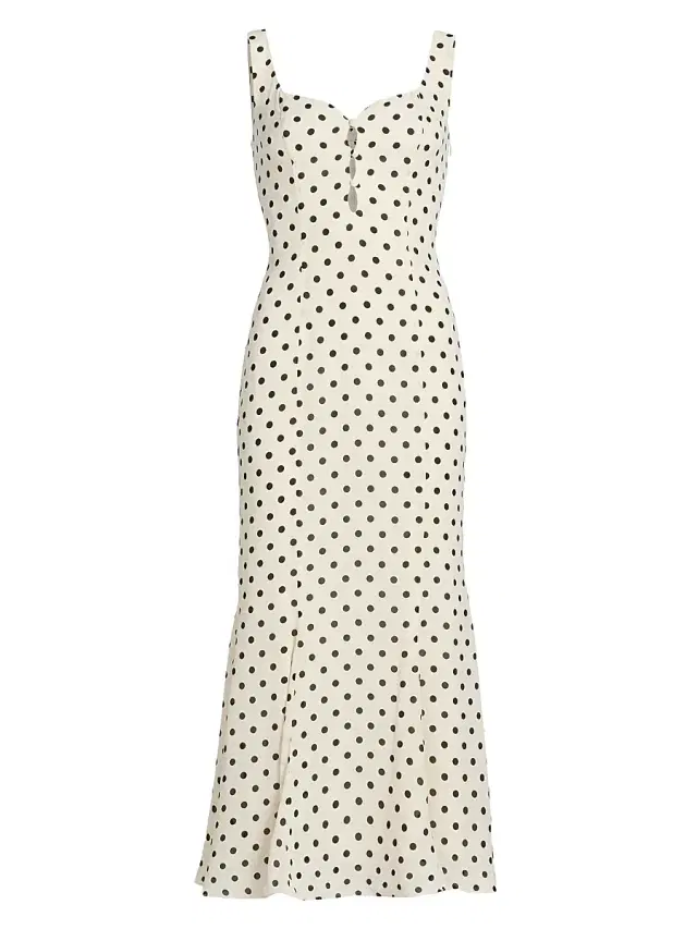 Reformation Women's Laine Polka Dot Midi-Dress - Portofino