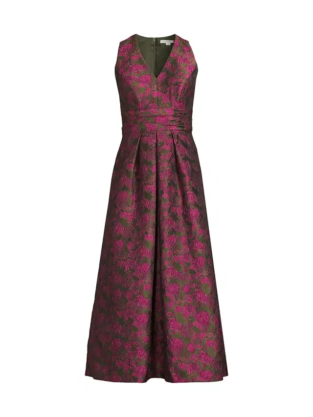 Kay Unger Women's Marcella Two-Tone Jacquard Midi-Dress - Wild Berry Pesto