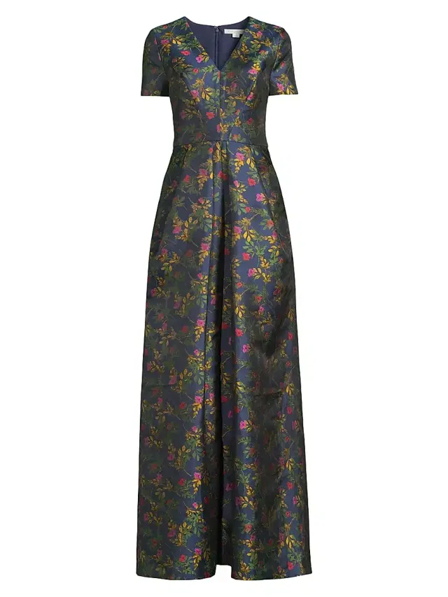 Women's Rochelle Floral V-Neck Gown - Blue Opal