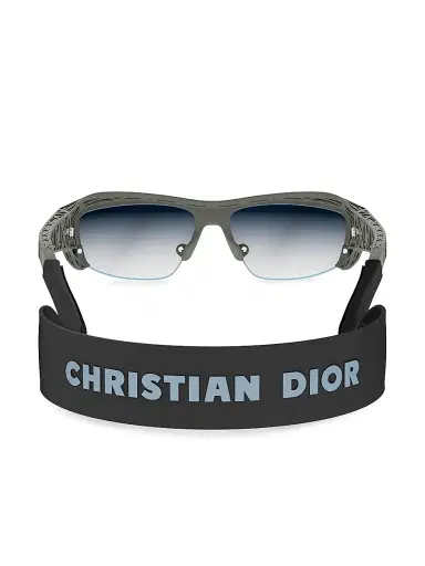Dior Men's 3D S4U 60MM Geometric Sunglasses - Matte Dark Green And Blu Mirror | Thumbnail 5