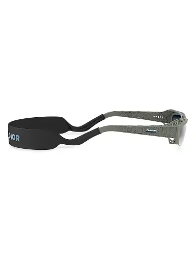 Dior Men's 3D S4U 60MM Geometric Sunglasses - Matte Dark Green And Blu Mirror | Thumbnail 7