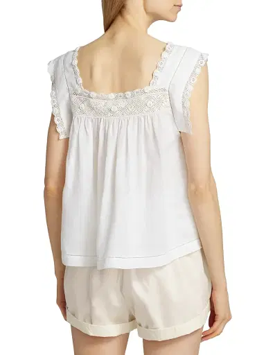 DÔEN Women's Aphra Lace-Trim Top - Salt - Size XS | Thumbnail 5 DÔEN Women's Aphra Lace-Trim Top - Salt - Size XS | Thumbnail 5