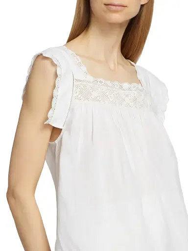 DÔEN Women's Aphra Lace-Trim Top - Salt - Size XS | Thumbnail 6 DÔEN Women's Aphra Lace-Trim Top - Salt - Size XS | Thumbnail 6