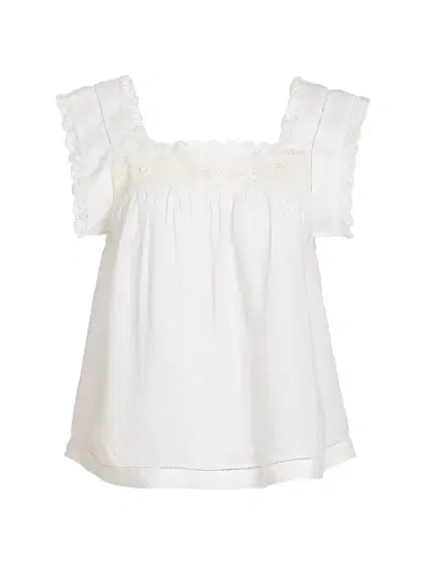 DÔEN Women's Aphra Lace-Trim Top - Salt - Size XS | Thumbnail 1 DÔEN Women's Aphra Lace-Trim Top - Salt - Size XS | Thumbnail 1