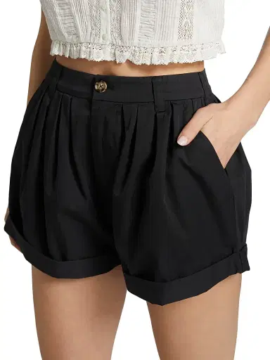 DÔEN Women's Paige Bubble Shorts - Black - Size 4 | Thumbnail 6