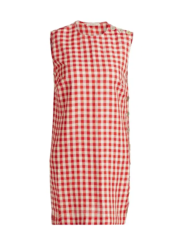 DÔEN Women's Coralie Gingham Mini Shift Dress - Scarlet Marilyn Gingham