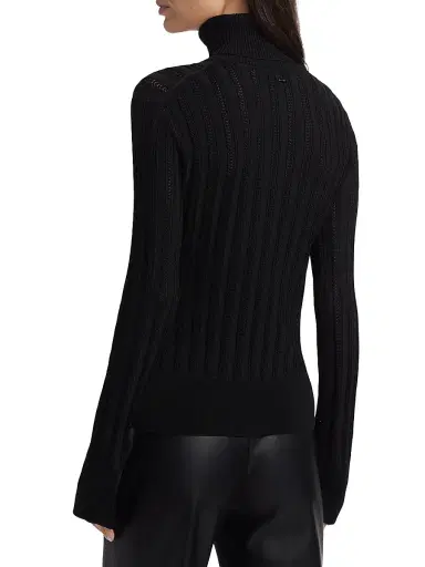 Toccin Women's Nancy Pointelle Turtleneck Sweater - Jet | Thumbnail 5 Toccin Women's Nancy Pointelle Turtleneck Sweater - Jet | Thumbnail 5