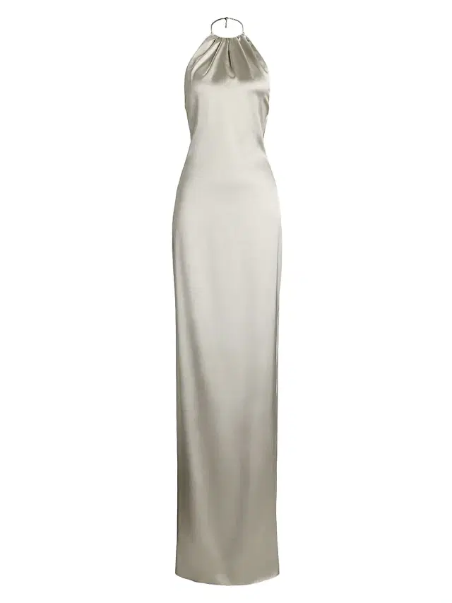 Ralph Lauren Collection Women's Corra Halterneck Stretch Satin Gown - Mist