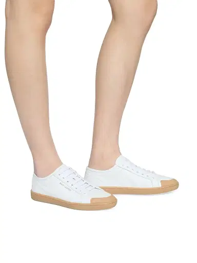 Saint Laurent Women's Gym Sneakers in Smooth Leather - Blanc Optique | Thumbnail 4