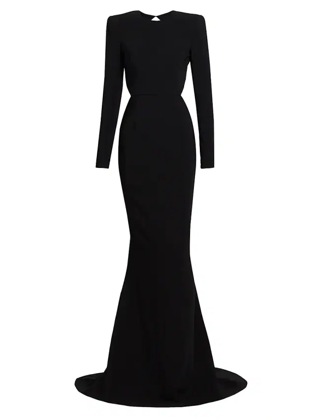 Stella McCartney Women's Structured Silk-Blend Crepe Open-Back Gown - Black