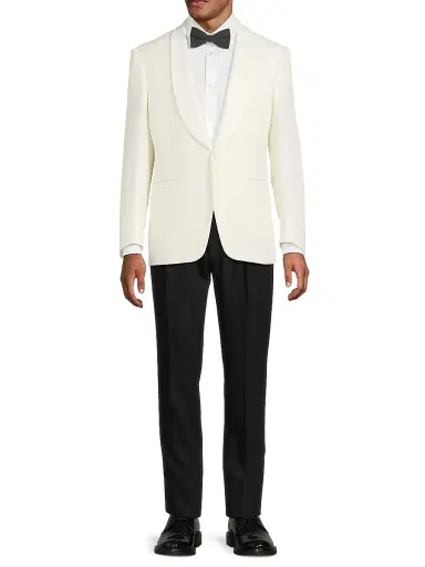 Canali Men's Shawl Lapel Silk-Wool Dinner Jacket - White - Size 40 | Thumbnail 2