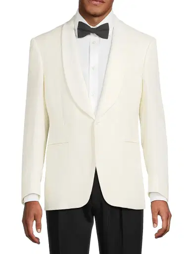 Canali Men's Shawl Lapel Silk-Wool Dinner Jacket - White - Size 40 | Thumbnail 3