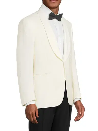 Canali Men's Shawl Lapel Silk-Wool Dinner Jacket - White - Size 40 | Thumbnail 4
