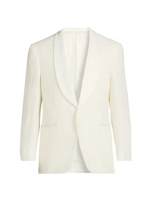 Canali Men's Shawl Lapel Silk-Wool Dinner Jacket - White